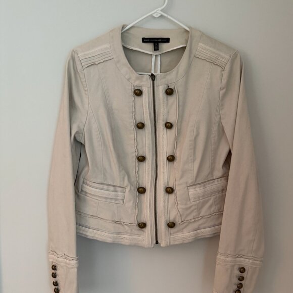 White House Black Market moto band jacket cream Size 10 - Picture 2 of 2
